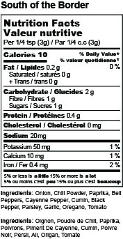 South of the Border Seasoning Nutrition Facts