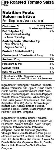 Fire Roasted Tomato Salsa Nutrition Facts