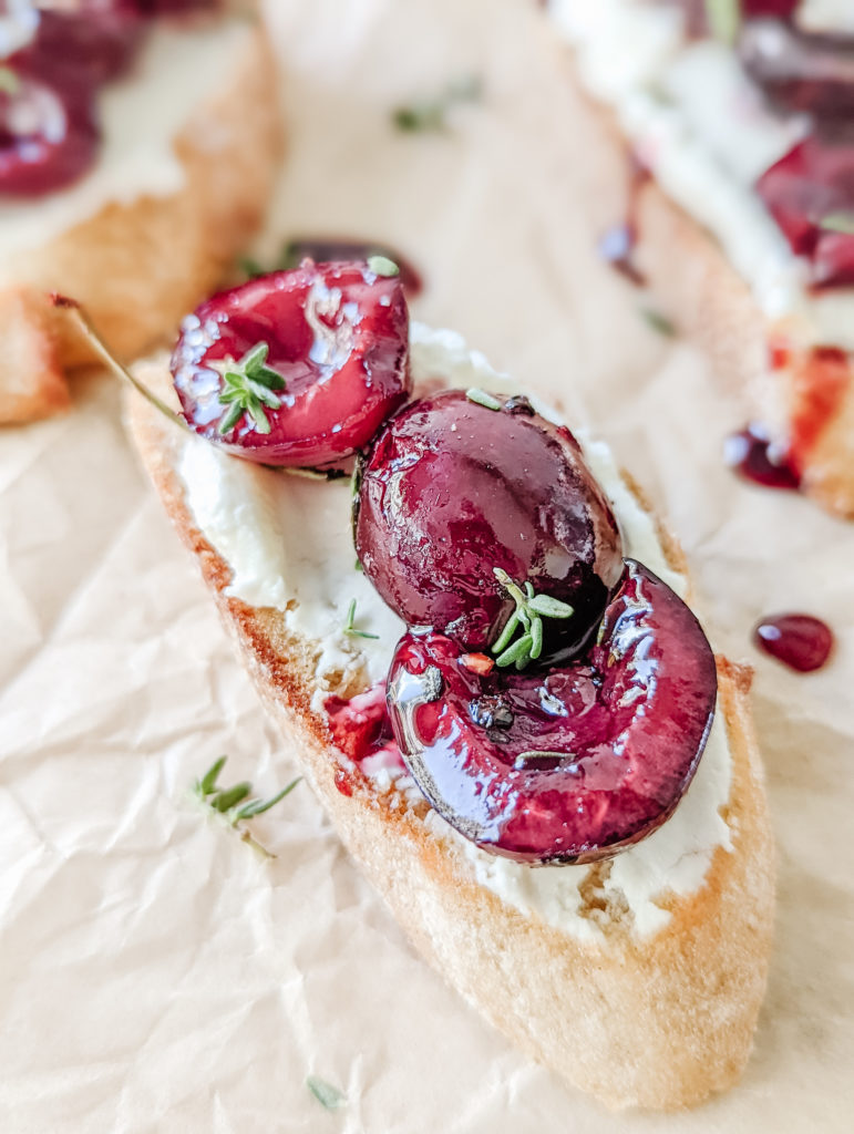 Roasted Cherry and Goat Cheese Crostini